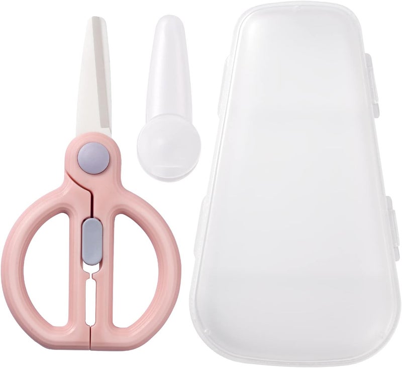 Artenny Baby Food Scissors with Travel Case, Ceramic Food Scissors Kids, Toddler Scissor with Safety Lock, Ideal for Pizza, Meats, Noodles, Vegetables, and Fruits (C) - Image 1